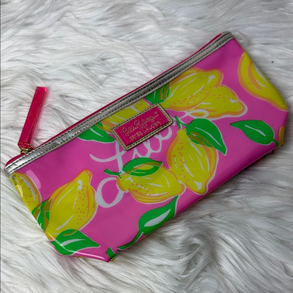 Lilly Pulitzer Vibrant Pink and Yellow Lemon Cosmetic Bag